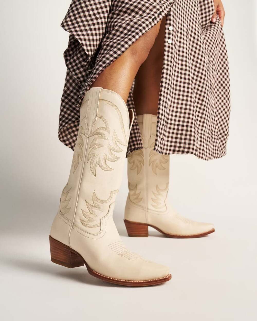 TECOVAS The Annie Western Boots Size 8 B Bone Cowhide